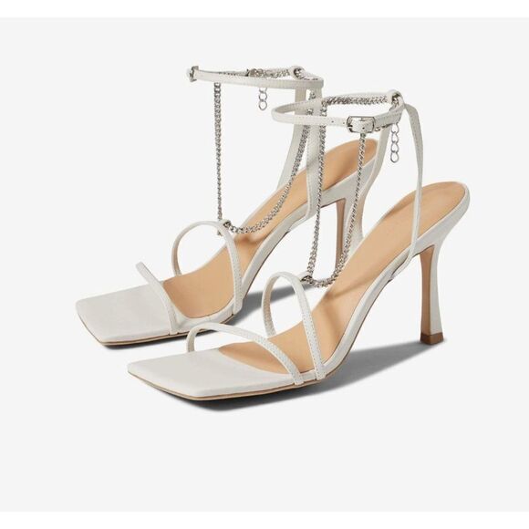 Tony Bianco Lazaar Chain Sandal Heels Sz 5 in Dove Nappa - Picture 1 of 11